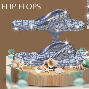 Michael kors Crystal/Rhinestone Bridal Flip Flops| Beach Sandals Sz 9 shoes